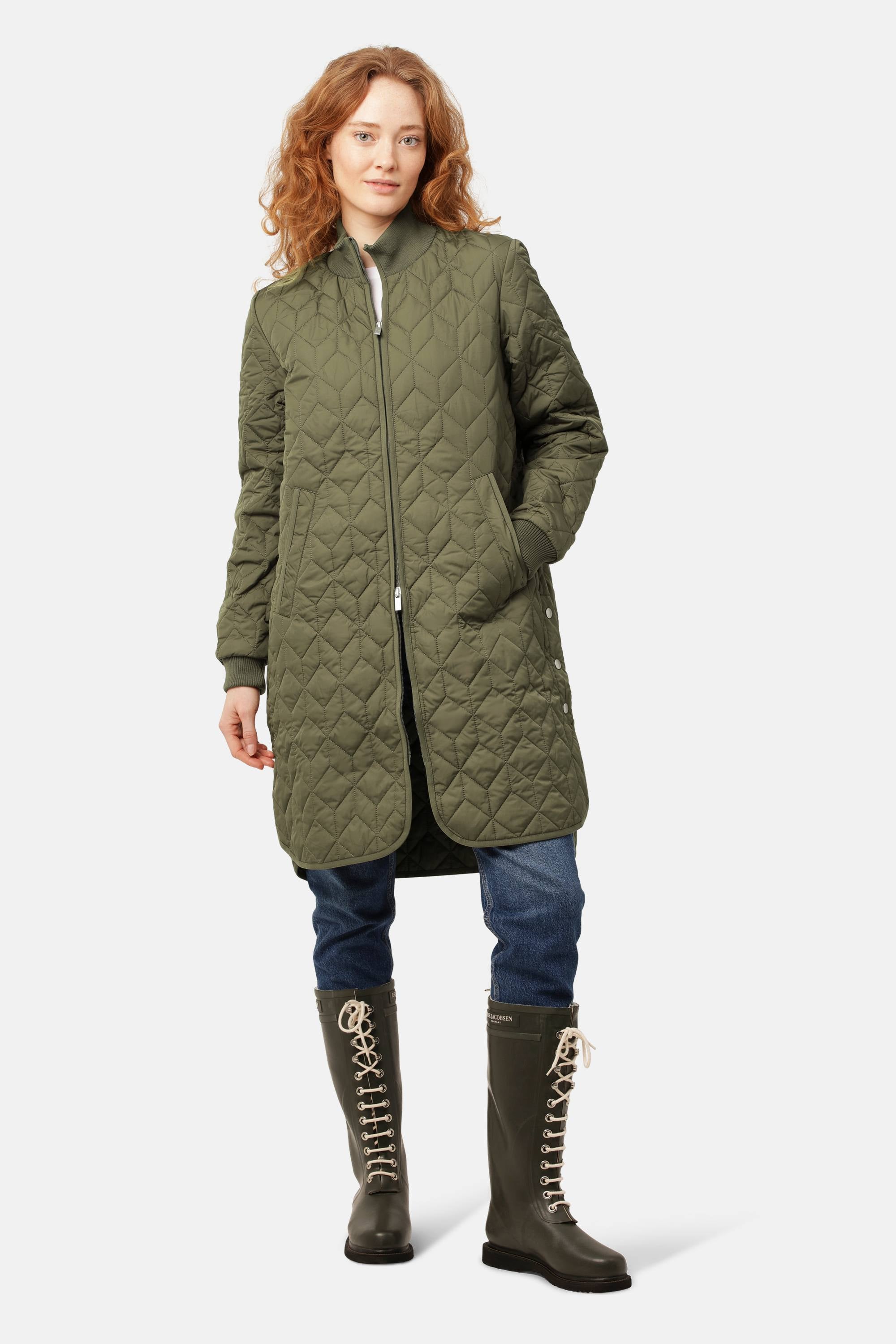 Lang Quiltet Jakke - Army